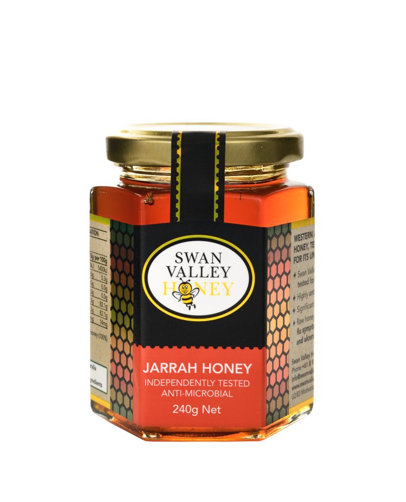 Jarrah Honey TA25+ 240g HEX Glass Jar Swan Valley Honey